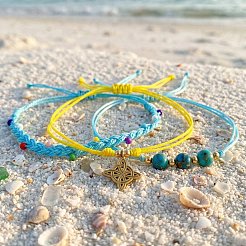 Summer Beach Style Adjustable Synthetic Green Turquoise Imperial Stone Beaded Bracelet Set&nbsp;UQ9789-1