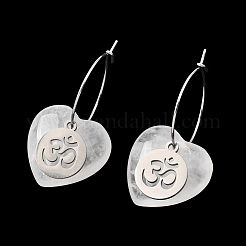 Natural Quartz Crystal & 304 Stainless Steel Hoop Earrings for Women&nbsp;EJEW-G475-04P-02