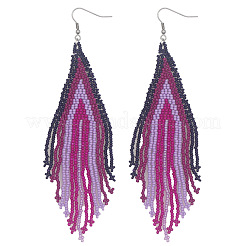 Bohemian Handmade Glass Seed Beads Tassel Dangle Earrings&nbsp;AE7424-1