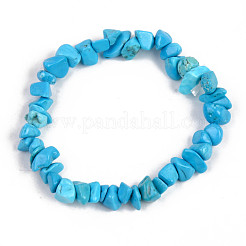 Chip Synthetic Turquoise(Dyed) Beaded Stretch Bracelets&nbsp;BJEW-S143-58
