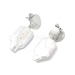 Natural Baroque Pearl Keshi Pearl Dangle Stud Earrings for Women&nbsp;EJEW-JE07044