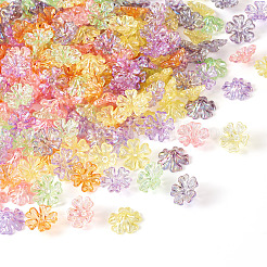 240Pcs 6 Colors Transparent UV Plating Acrylic Bead Caps&nbsp;OACR-TA0002-95