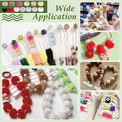 Brass & Imitation Rabbit Hair Beads&nbsp;FIND-WH0126-679