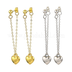2 Pairs 2 Colors Heart Alloy Dangle Stud Earrings&nbsp;EJEW-JE06366