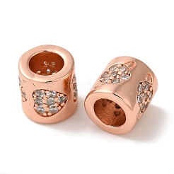 Column Rack Plating Brass Micro Pave Clear Cubic Zirconia European Beads&nbsp;KK-A229-20RG