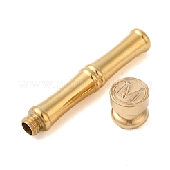 Golden Tone Brass Wax Seal Stamp Head with Bamboo Stick Shaped Handle&nbsp;LS-STAM-K001-05G-M