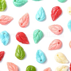 28Pcs 7 Colors Synthetic Coral Dyed Leaf Charms&nbsp;CORA-FS0001-01