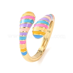 Brass Enamel Cuff Open Rings for Women&nbsp;RJEW-A098-01G-05