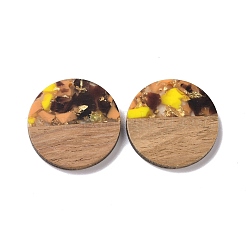 Transparent Resin & Walnut Wood Pendants&nbsp;RESI-N025-045