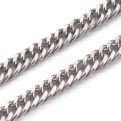 Non-Tarnish 304 Stainless Steel Diamond Cut Cuban Link Chain Necklaces&nbsp;NJEW-JN03368-01