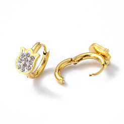 Crystal Rhinestone Tulip Flower Hoop Earrings&nbsp;EJEW-A094-06G