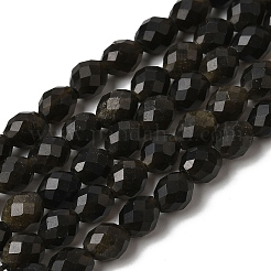 Natural Golden Sheen Obsidian Beads Strands&nbsp;G-K376-F11-01