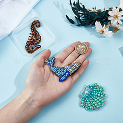 3Pcs 3 Styles Ocean Polyester and Plastic Beading Applqiues&nbsp;PATC-GF0001-92