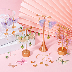 DIY Polyester Butterfly Dangle Earring Making Kits&nbsp;DIY-SC0026-62