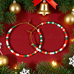 Bohemian Handmade Glass Seed Beads Hoop Earrings&nbsp;XQ3444-2