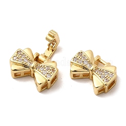 Brass Micro Pave Clear Cubic Zirconia Fold Over Clasps&nbsp;KK-C075-30G