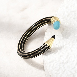Brass Enamel Cuff Open Rings&nbsp;KK-CBA0E55-10G