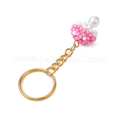 Glass Seed Beads Mushroom Keychain&nbsp;KEYC-MZ00021-05