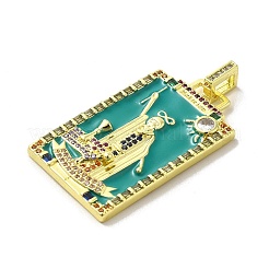 Brass Micro Pave Cubic Zirconia Pendants with Enamel&nbsp;KK-H458-03G-15