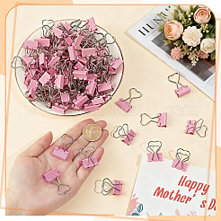 120Pcs Iron Heart-Shaped Pink Binder Clips&nbsp;OFST-DR0002-02