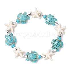 Synthetic Turquoise Beaded Stretch Bracelets for Men Women&nbsp;BJEW-JB11760-01