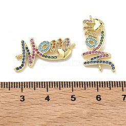 Mother's Day Brass Micro Pave Cubic Zirconia Word Mom Links Connector Charms&nbsp;KK-D235-03G-02