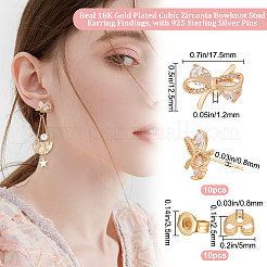5 Pair Brass Micro Pave Clear Cubic Zirconia Bowknot Stud Earring Findings&nbsp;KK-BBC0005-18