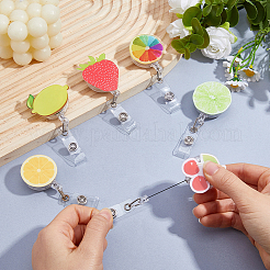 6Pcs 6 Styles Fruit Theme Acrylic Badge Reel&nbsp;AJEW-FH0007-78