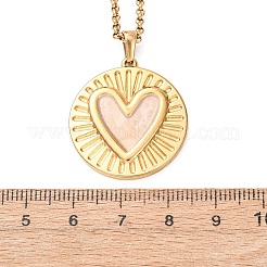304 Stainless Steel White Enamel Pendant Necklaces for Women&nbsp;NJEW-F378-02G-02