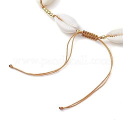 Adjustable Nylon Thread Shell Beads with Brass Kids Necklaces&nbsp;NJEW-JN04796