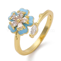 Brass Micro Pave Clear Cubic Zirconia Cuff Rings for Women&nbsp;RJEW-C118-09G