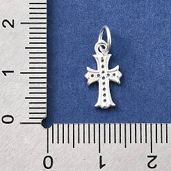 925 Sterling Silver Micro Pave Clear Cubic Zirconia Cross Charms&nbsp;STER-A048-02C-S