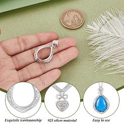 1Pc 925 Sterling Silver Pendant Cabochon Settings&nbsp;STER-GA0001-32
