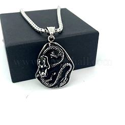 Vintage Punk 304 Stainless Steel Dragon Pendant Necklaces for Men&nbsp;GS6470
