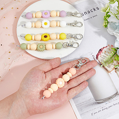 5Pcs 5 Colors Daisy Silicone Pendant Decorations&nbsp;HJEW-FH0001-71