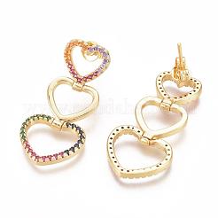 Brass Micro Pave Cubic Zirconia Dangle Stud Earrings&nbsp;EJEW-L224-50A-G
