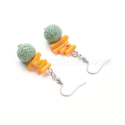 Natural Lava Rock Dangle Earrings&nbsp;EJEW-E260-B08