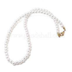 6MM White Round Plastic Pearl Beaded Necklaces for Women&nbsp;NJEW-L469-02G