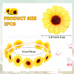 2Pcs Cloth Small Sunflowe Wreath Headband&nbsp;OHAR-CP0001-20A
