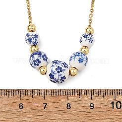 Floral Printed Round Handmade Porcelain Graduated Beaded Necklaces&nbsp;NJEW-JN06439