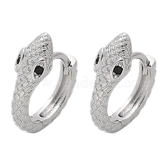 Brass Cubic Zirconia Hoop Earrings&nbsp;EJEW-Q014-08P