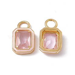 Pink Glass Rectangle Pendants&nbsp;KK-I696-10G