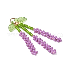 Glass Seed Beaded Lavender Pendants&nbsp;PALLOY-MZ01198