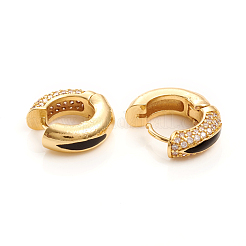 Brass Micro Pave Clear Cubic Zirconia Huggie Hoop Earrings&nbsp;EJEW-L234-77-G