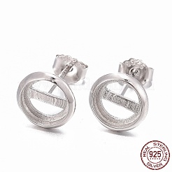 Anti-Tarnish Rhodium Plated 925 Sterling Silver Stud Earring Settings&nbsp;STER-F032-04P