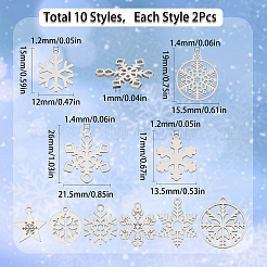 20Pcs 10 Style Christmas 201 & 304 Stainless Steel Pendants&nbsp;STAS-SC0005-20