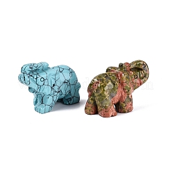 Natural & Synthetic Mixed Gemstone Elephant Figurines Set&nbsp;G-Q615-07