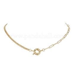 Brass Paperclip & Curb Chain Necklaces for Women&nbsp;NJEW-JN06032