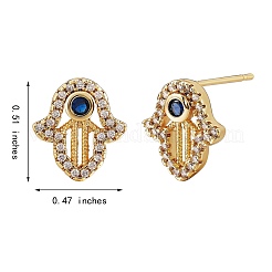 Hamsa Hand Cubic Zirconia Stud Earrings&nbsp;EJEW-SZ0001-77
