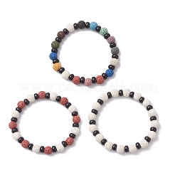 3Pcs Natural Lava Rock & Coconut Shell Beaded Stretch Bracelets for Women Men&nbsp;BJEW-JB12470